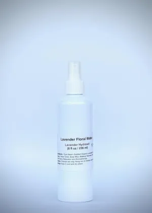 Lavender Floral Water Hydrosol Spray/Mist - for Face, Body, Haircare, Room/Linen Spray and Aromatherapy. 100% Pure Steam Distilled from Certified Organic Lavander (8 fl oz / 236 ml)