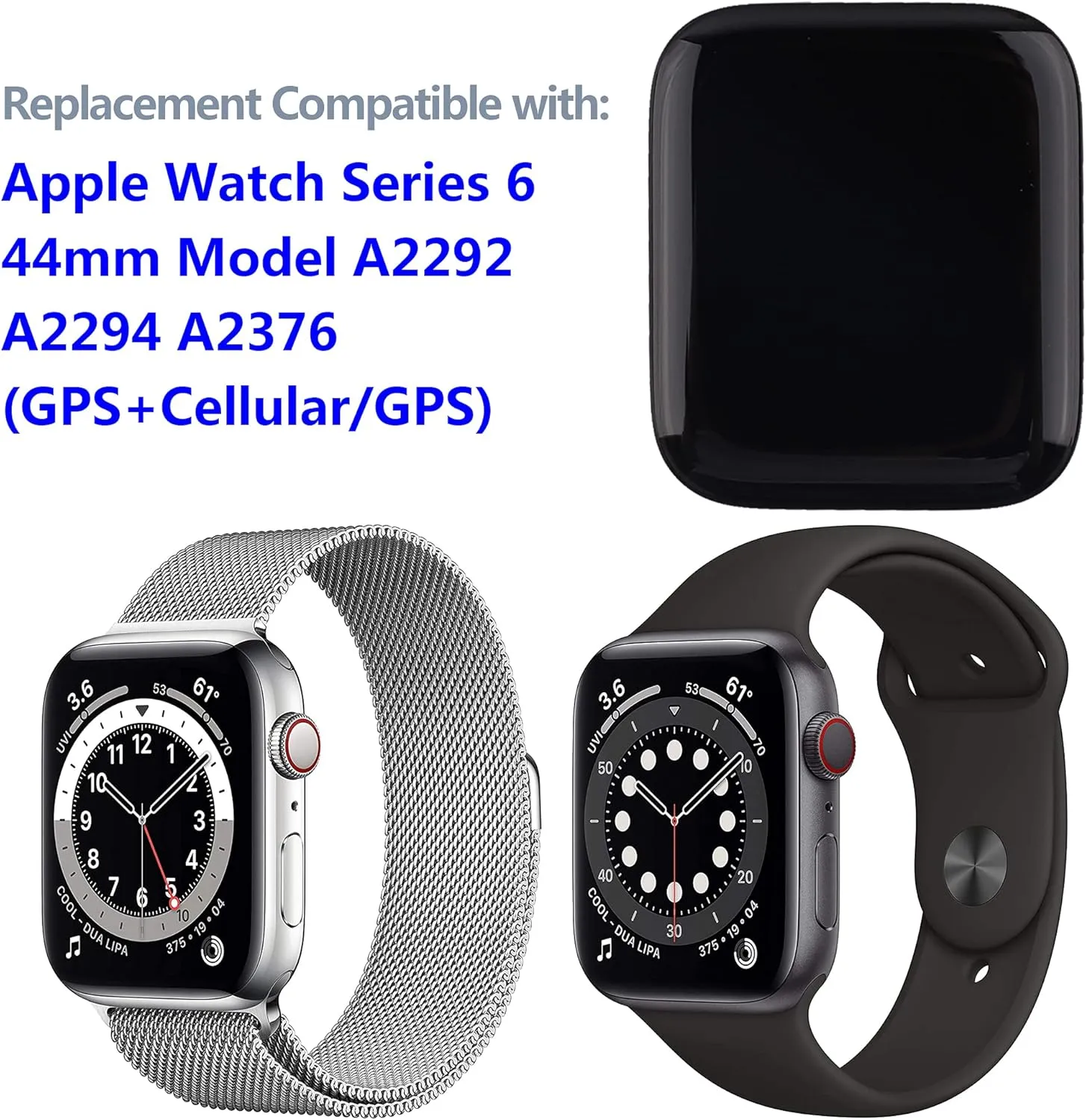LCD Display Compatible with Apple Watch Series 6 44mm Model A2292 A2294 A2376 (GPS Cellular/GPS) Touch Screen with Tools