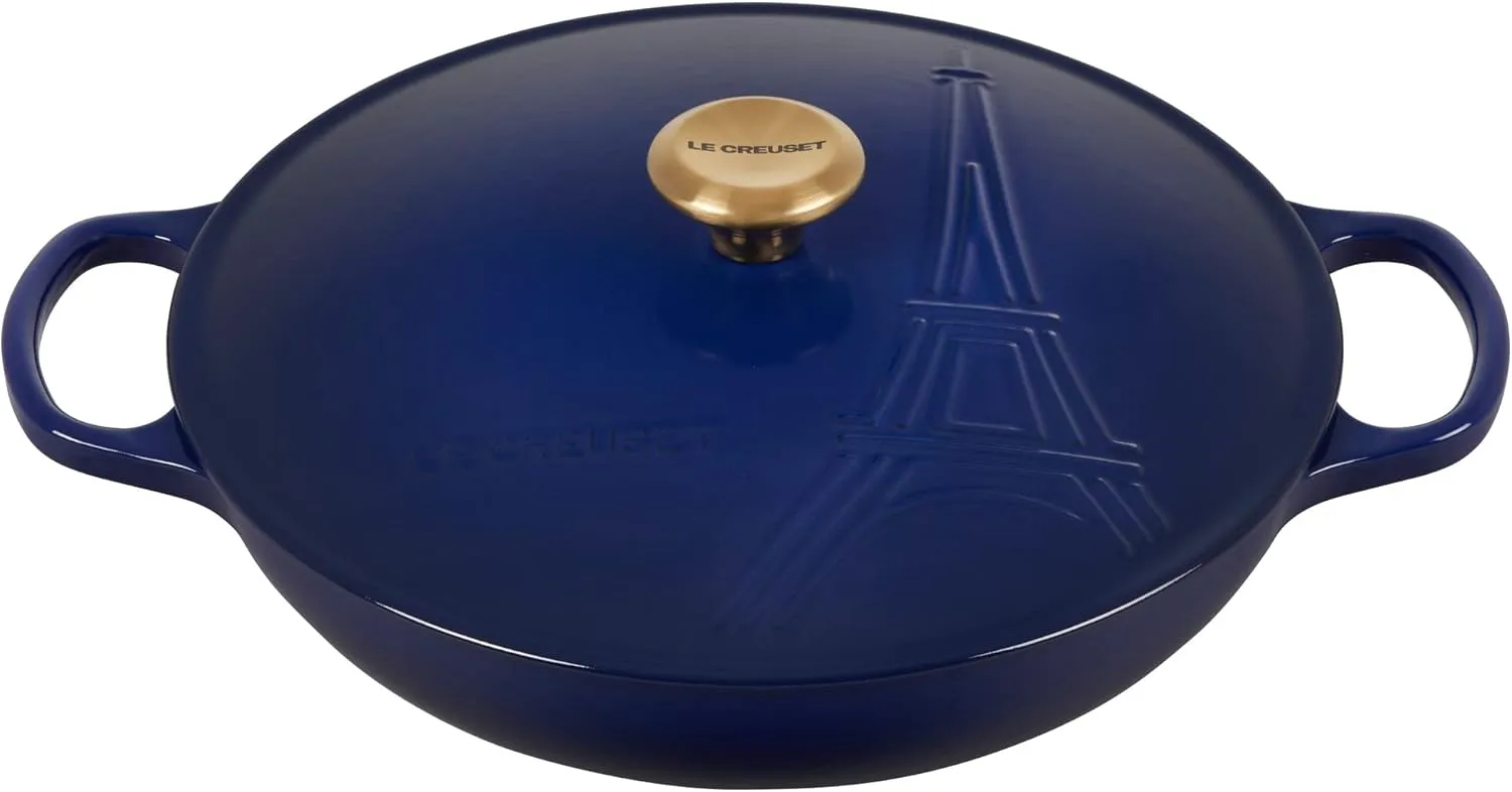 Le Creuset Eiffel Tower Collection Enameled Cast Iron Signature Braiser with Lid, 3.5 qt., Indigo