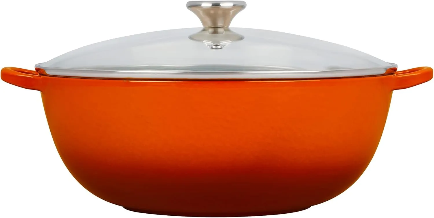 Le Creuset Enameled Cast Iron Chef's Oven with Glass Lid, 7.5 qt., Flame