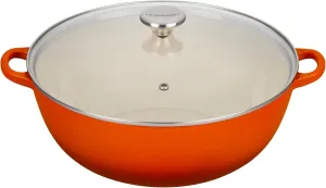 Le Creuset Enameled Cast Iron Chef's Oven with Glass Lid, 7.5 qt., Flame