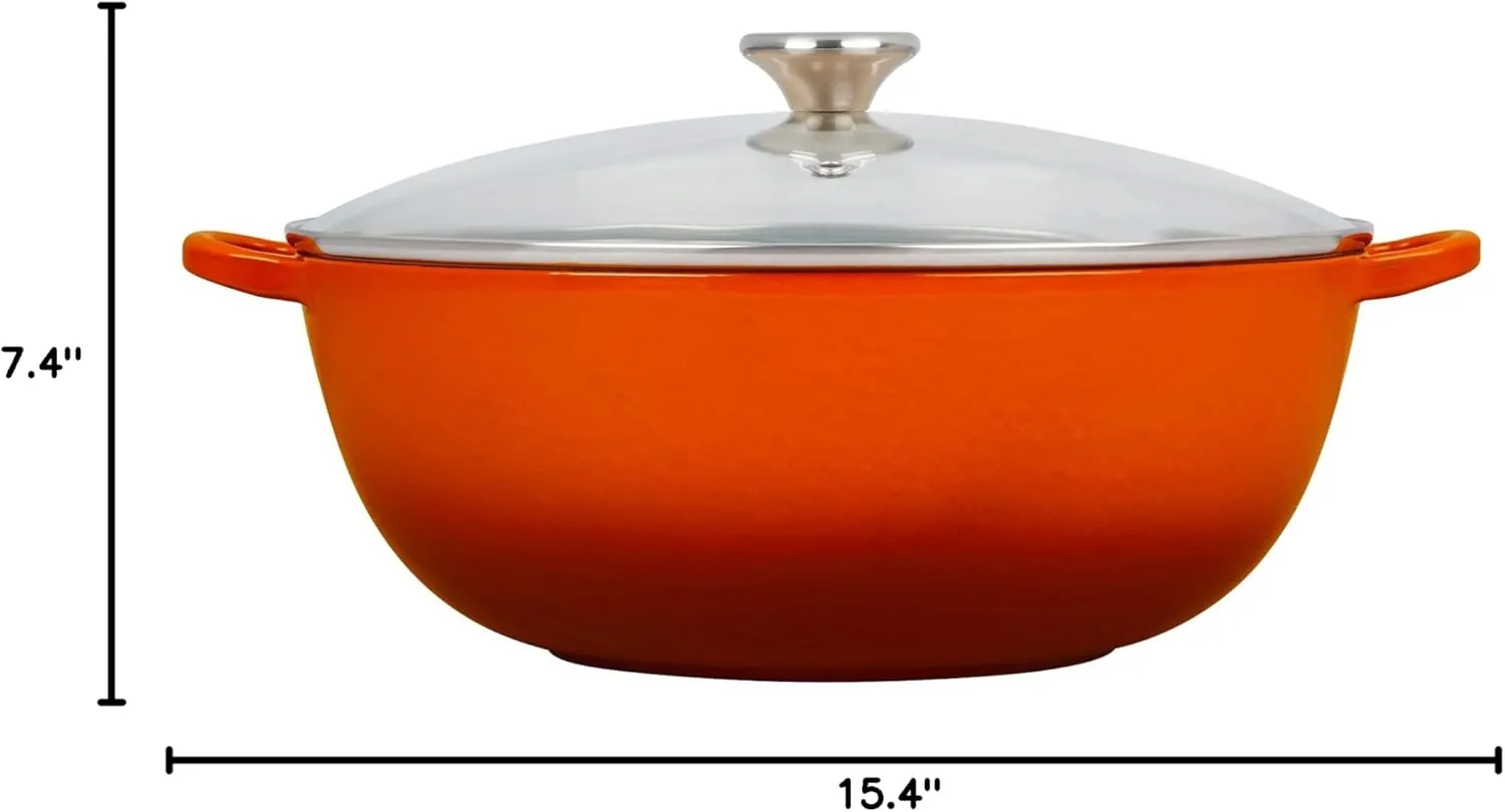 Le Creuset Enameled Cast Iron Chef's Oven with Glass Lid, 7.5 qt., Flame