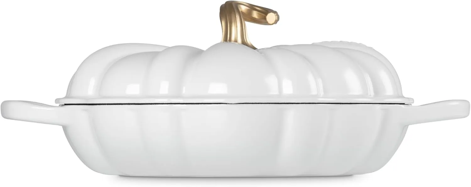 Le Creuset Enameled Cast Iron Figural Pumpkin Braiser, 2.75 qt., White