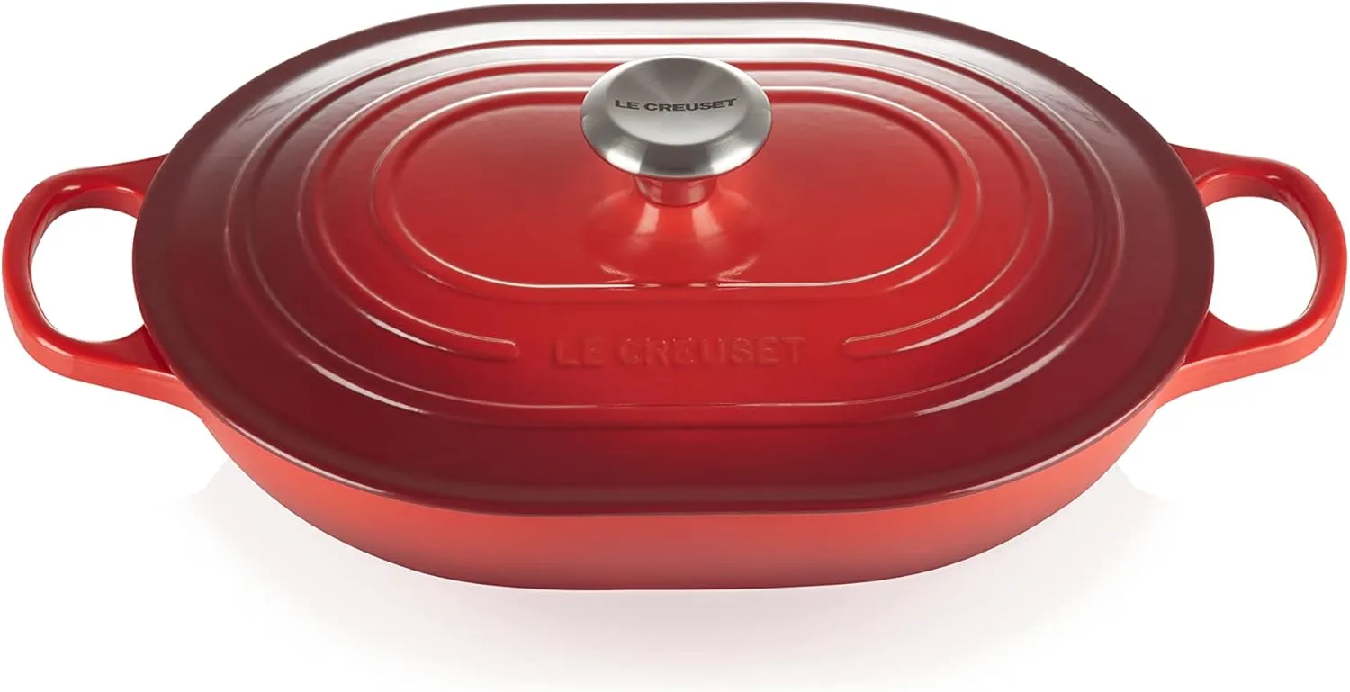 Le Creuset Enameled Cast Iron Signature Oval Casserole, 3.75 qt., Cerise