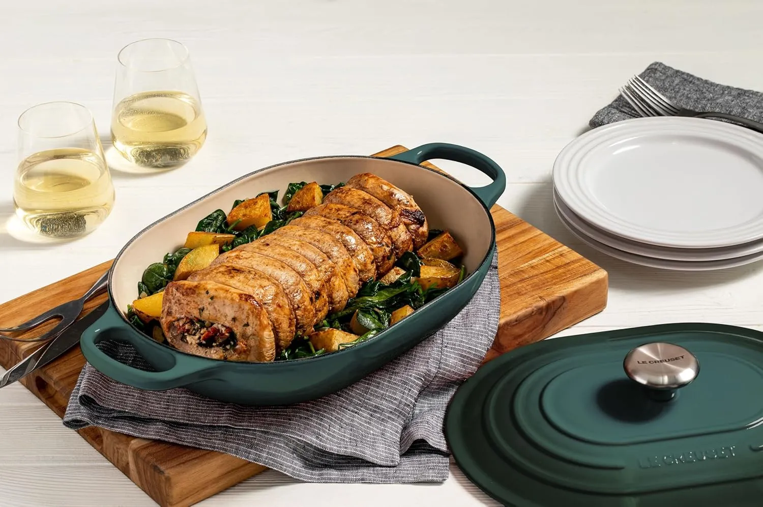 Le Creuset Enameled Cast Iron Signature Oval Casserole with Lid, 3.75 qt., Artichaut