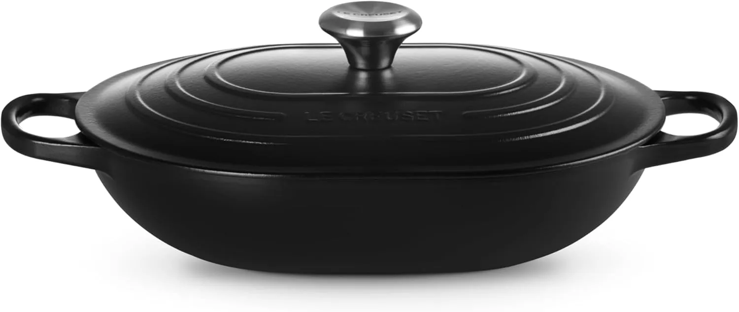 Le Creuset Enameled Cast Iron Signature Oval Casserole with Lid, 3.75 qt., Licorice