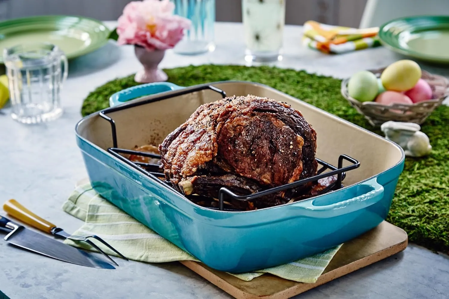 Le Creuset Enameled Cast Iron Signature Rectangular Roaster, 5.25 qt. (11.7" x 16.8") , Shallot