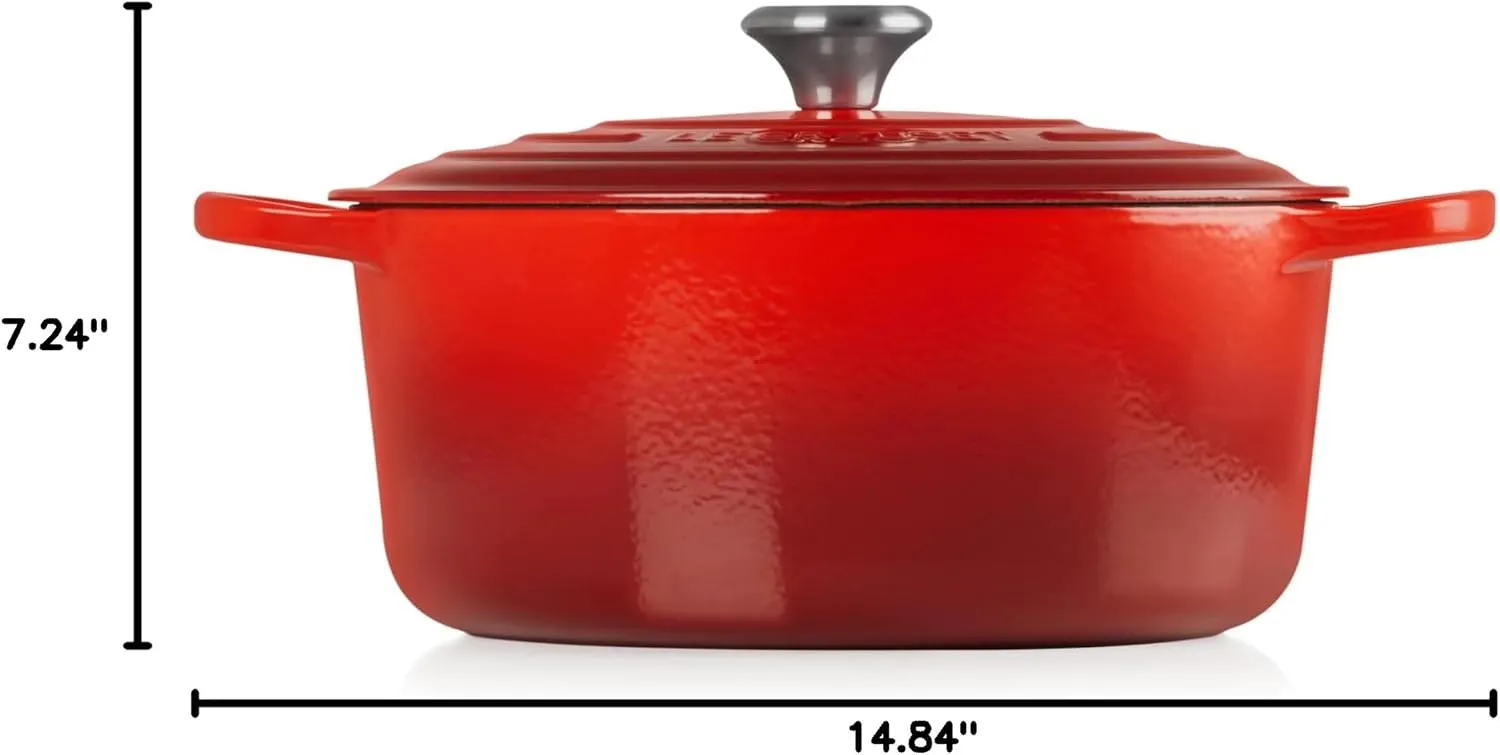 Le Creuset Enameled Cast Iron Signature Round Dutch Oven, 7.25 qt., Cerise