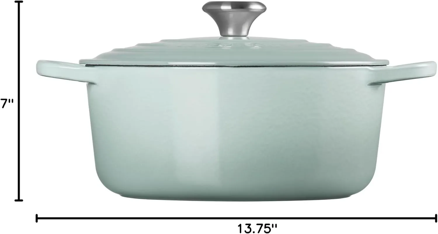 Le Creuset Enameled Cast Iron Signature Round Dutch Oven with Lid, 5.5 Quart, Sea Salt