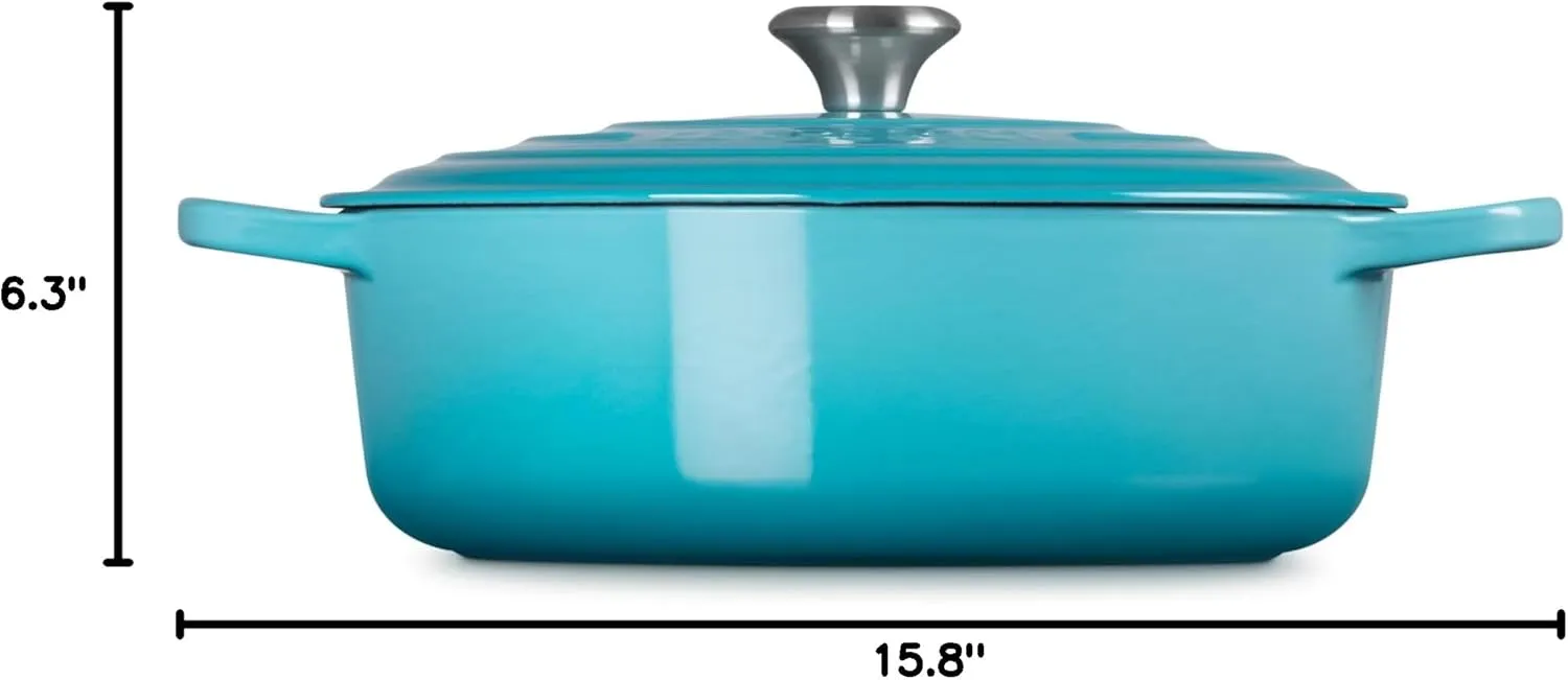 Le Creuset Enameled Cast Iron Signature Round Wide Dutch Oven, 6.75 qt., Caribbean