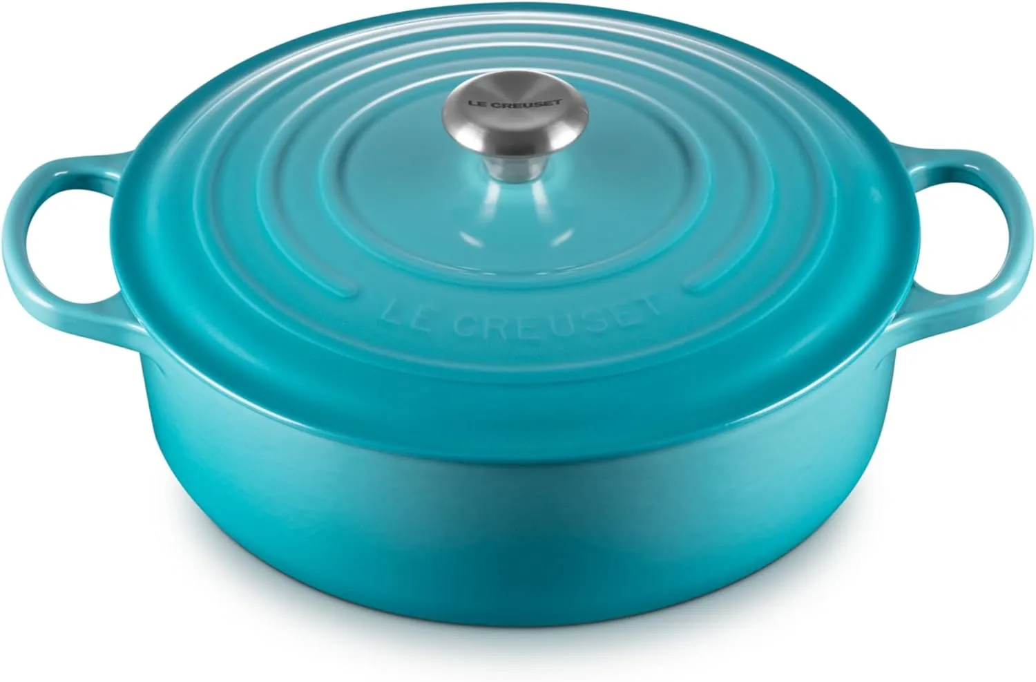 Le Creuset Enameled Cast Iron Signature Round Wide Dutch Oven, 6.75 qt., Caribbean