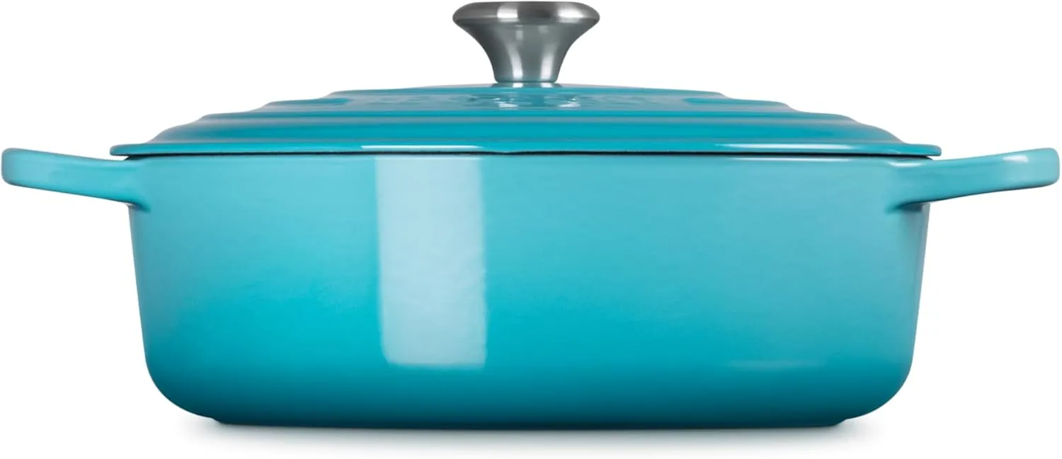 Le Creuset Enameled Cast Iron Signature Round Wide Dutch Oven, 6.75 qt., Caribbean