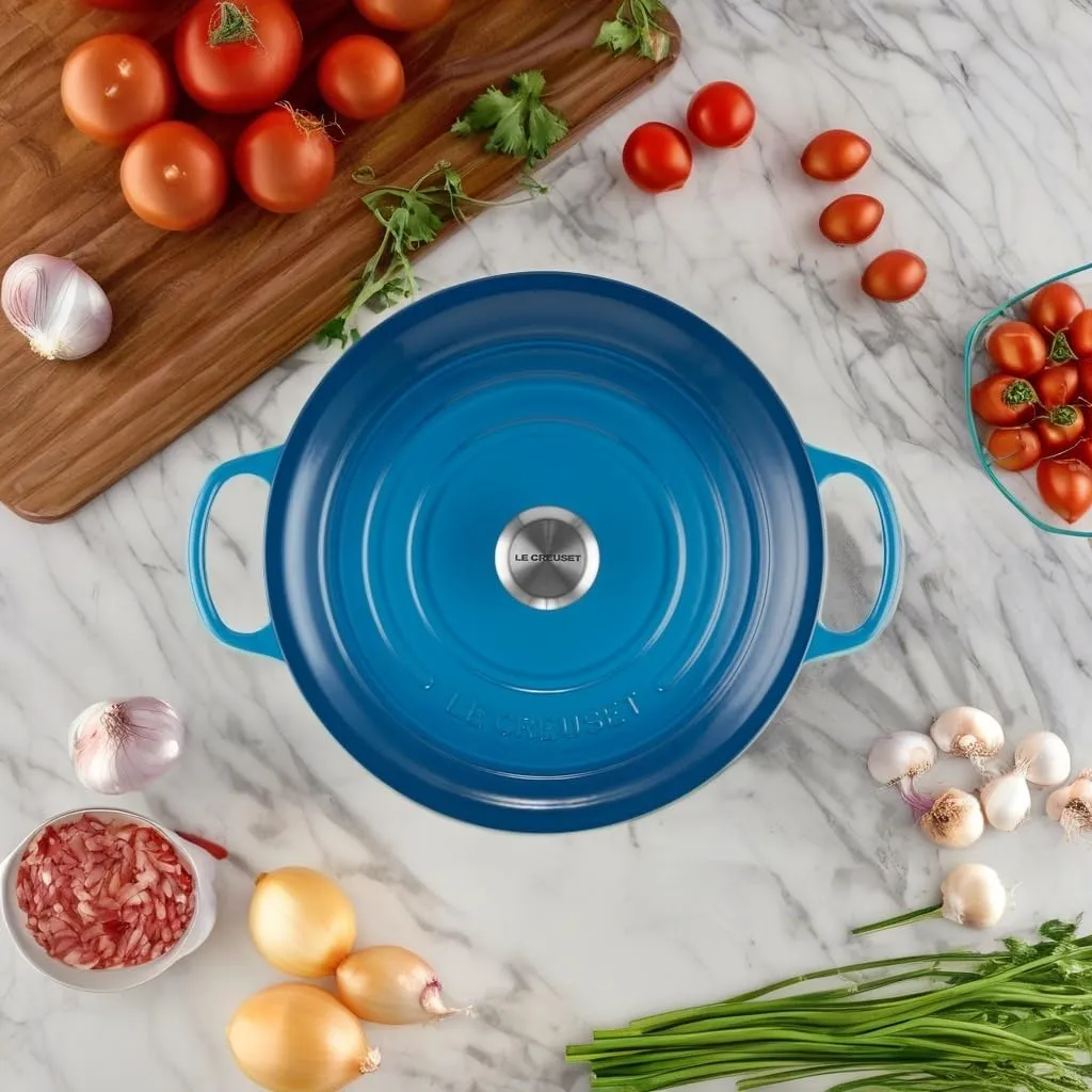 Le Creuset Enameled Cast Iron Signature Round Wide Dutch Oven, 6.75 qt., Marseille