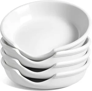 LE TAUCI Ceramic Spoon Rest for Stove Top, Spoon Holder for Kitchen Counter, Kitchen Gadgets, Coffee Spoon, Spoon Cradle, Kitchen Accessories For Utensils, Set of 4, White