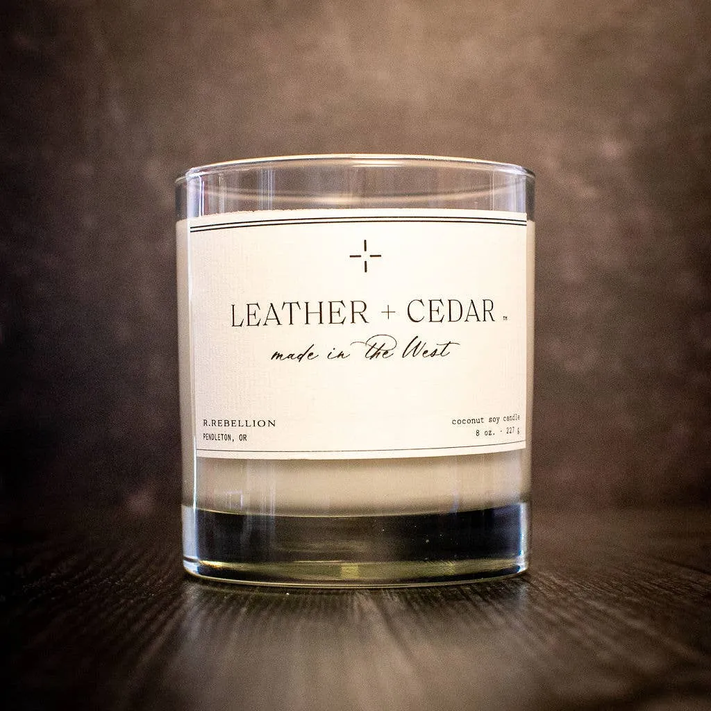 Leather   Cedar Candle 8 oz.