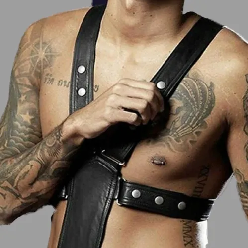 Leather Harness Bodysuit Men