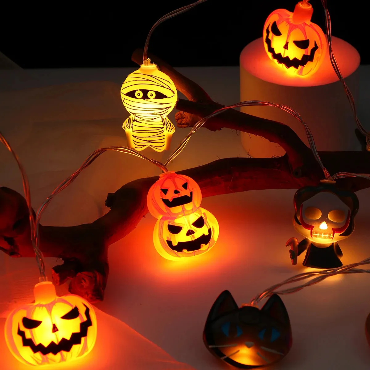 LED Pumpkin Lantern String Lights for Halloween Party Decoration and Indoor Fairy Lights