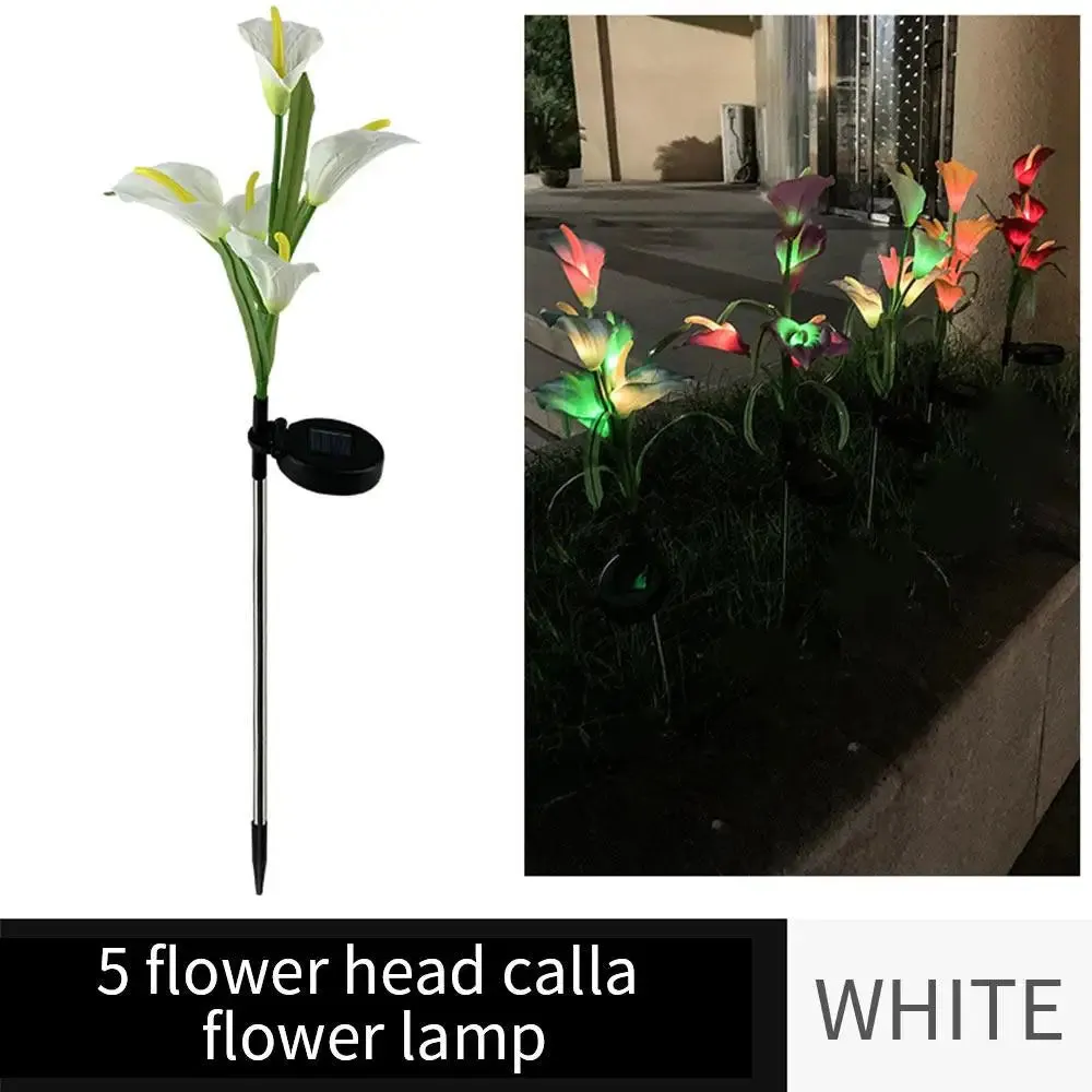LED Solar Light Calla Lily Lantern Garden Lawn Landscape Plug-in Lamp for Outdoor Grass Pathway Street Decoration