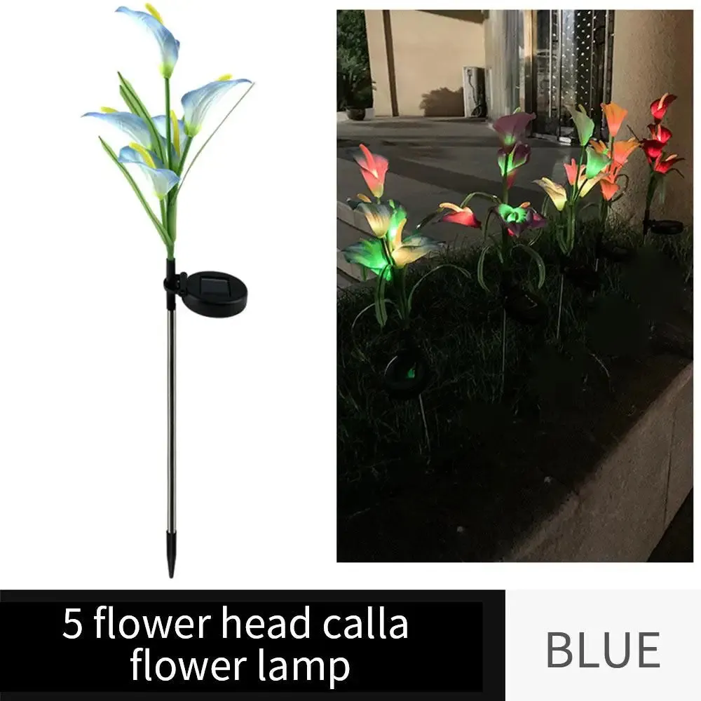 LED Solar Light Calla Lily Lantern Garden Lawn Landscape Plug-in Lamp for Outdoor Grass Pathway Street Decoration
