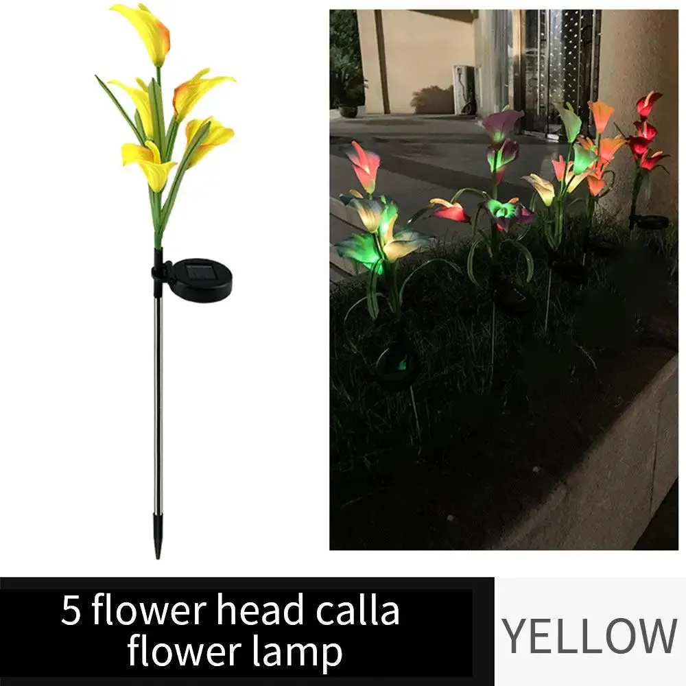 LED Solar Light Calla Lily Lantern Garden Lawn Landscape Plug-in Lamp for Outdoor Grass Pathway Street Decoration