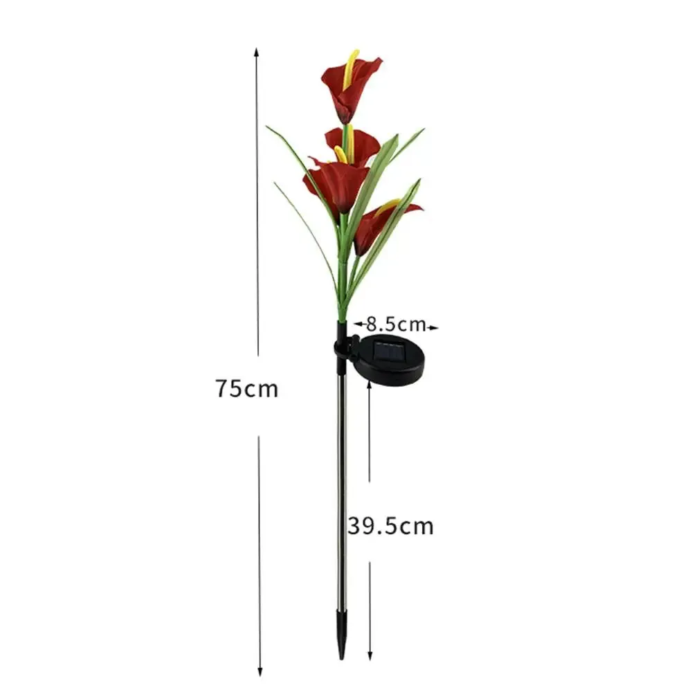 LED Solar Light Calla Lily Lantern Garden Lawn Landscape Plug-in Lamp for Outdoor Grass Pathway Street Decoration