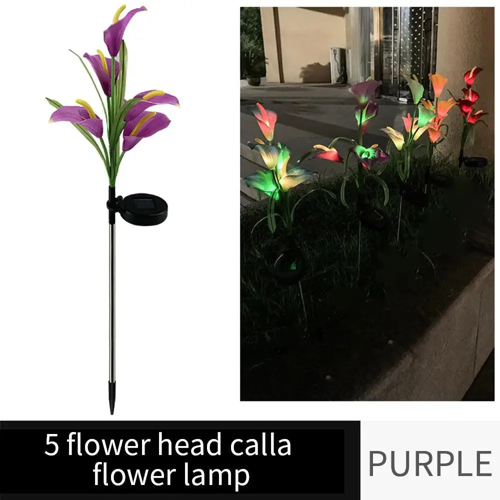 LED Solar Light Calla Lily Lantern Garden Lawn Landscape Plug-in Lamp for Outdoor Grass Pathway Street Decoration