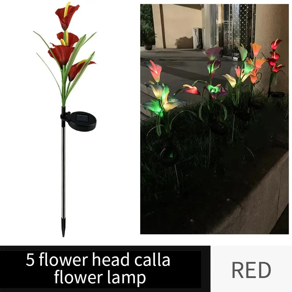 LED Solar Light Calla Lily Lantern Garden Lawn Landscape Plug-in Lamp for Outdoor Grass Pathway Street Decoration