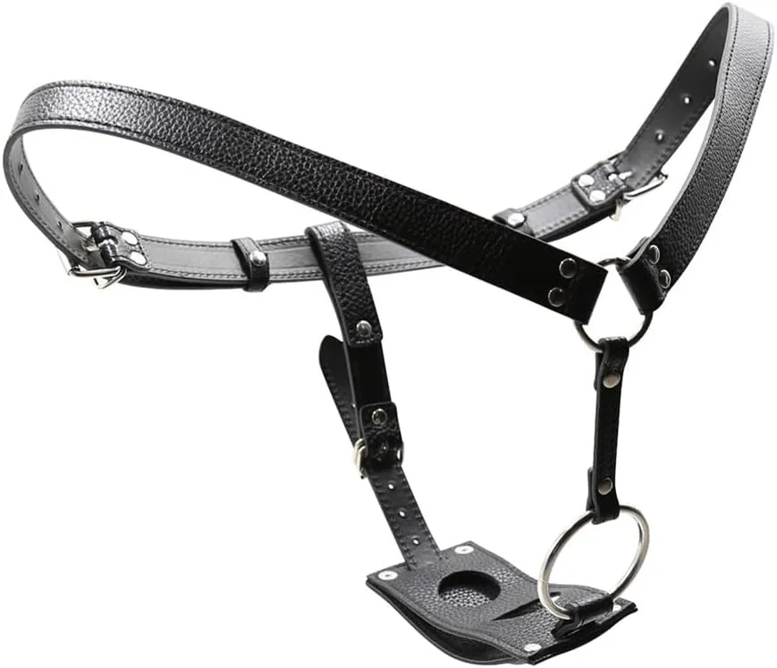 Lesbian Strapon Penis Panties Strap On Harness PU Leather Thong Extreme SM Erotic Sex Toys Bondage Restraints Adjustable Belt Women's Chastity Belt for Butt Plug and Dildo (Dildo not Included