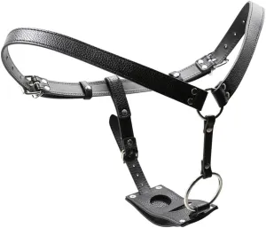 Lesbian Strapon Penis Panties Strap On Harness PU Leather Thong Extreme SM Erotic Sex Toys Bondage Restraints Adjustable Belt Women's Chastity Belt for Butt Plug and Dildo (Dildo not Included