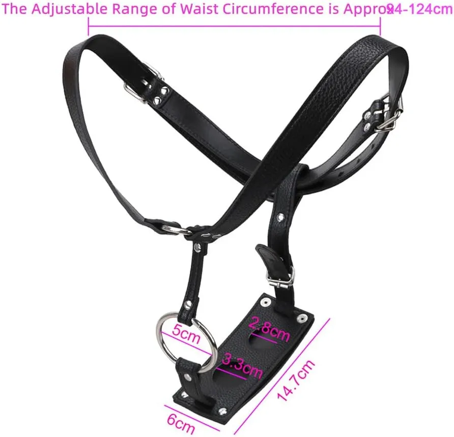 Lesbian Strapon Penis Panties Strap On Harness PU Leather Thong Extreme SM Erotic Sex Toys Bondage Restraints Adjustable Belt Women's Chastity Belt for Butt Plug and Dildo (Dildo not Included