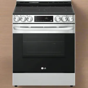 LG LSEL6333F Range, 30" Exterior Width, Electric Range, Self Clean, Glass Burners (Electric), Convection, 5 Burners, 6.3 cu. ft. Capacity, Storage Drawer, Air Fry, 1 Ovens, Wifi Enabled, 3200W, Front Controls, Stainless Steel colour