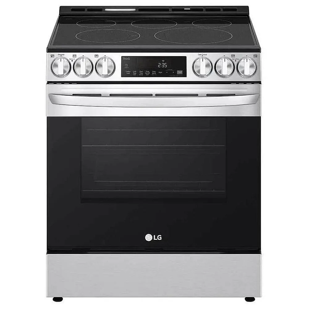 LG LSEL6333F Range, 30" Exterior Width, Electric Range, Self Clean, Glass Burners (Electric), Convection, 5 Burners, 6.3 cu. ft. Capacity, Storage Drawer, Air Fry, 1 Ovens, Wifi Enabled, 3200W, Front Controls, Stainless Steel colour