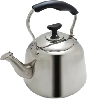 Lily's Home Stainless Steel Whistling Tea Kettle, Teapot for Stovetop, Pleasant Whistle Sound, Safe Handle, Tea Kettle for Stove Top, Whistling Tea Kettles for Boiling Water - 2L