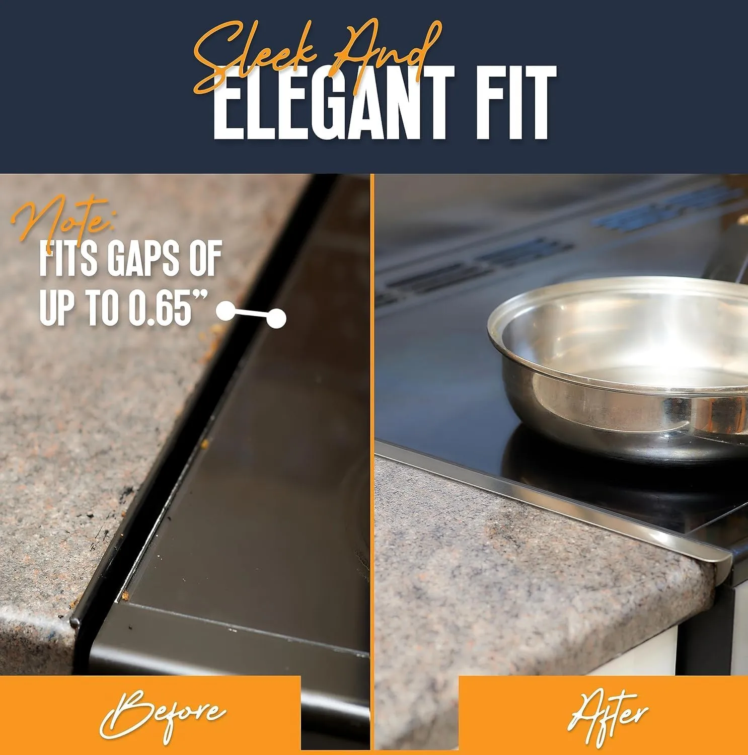 Linda’s Essentials Stove Gap Covers Stainless Steel (2 Pack), 316 Stainless Steel Stove Gap Covers Heat Resistant Oven Gap Filler Seals Spaces Between Stovetop and Counter (23.4 Inches, Silver(Steel))