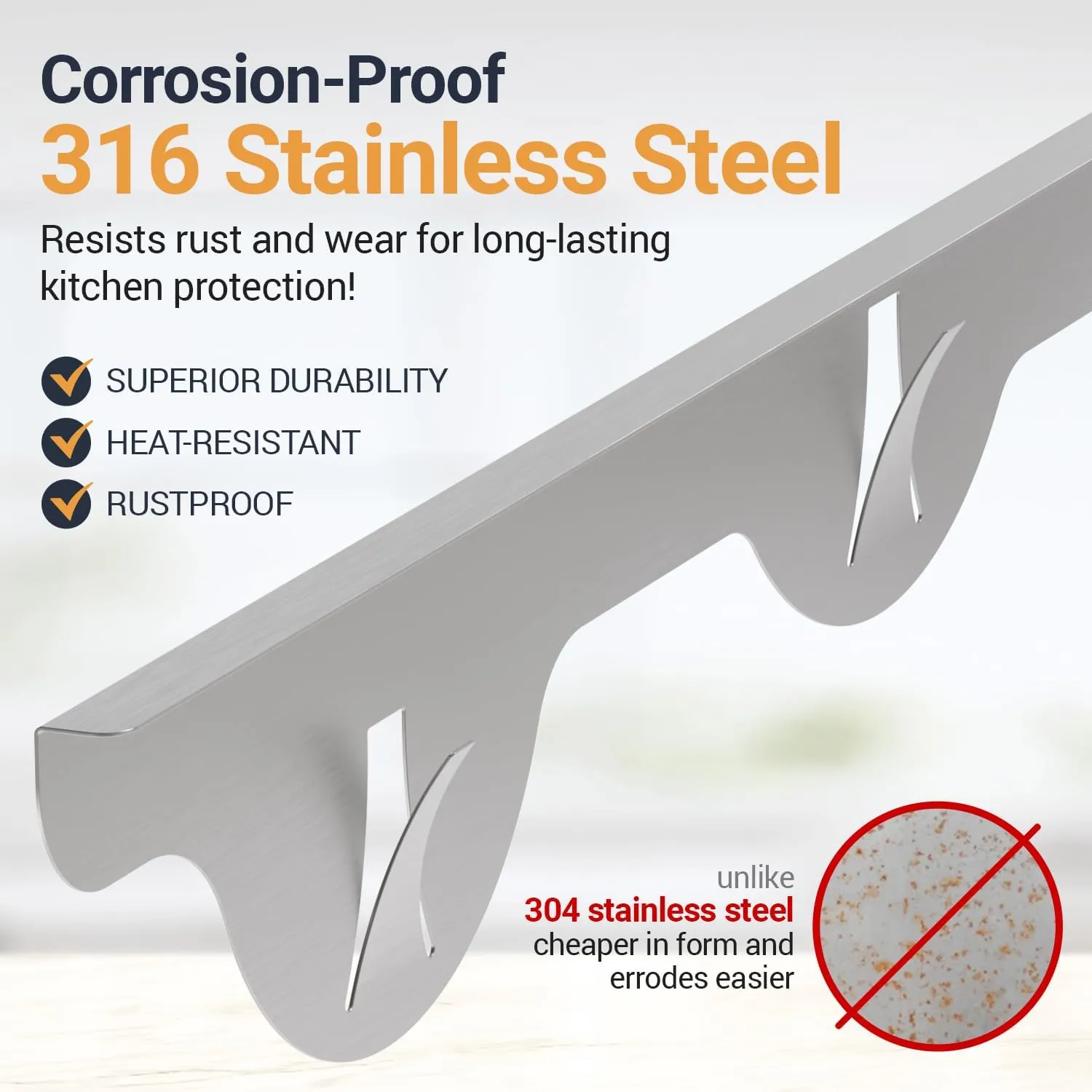 Linda’s Essentials Stove Gap Covers Stainless Steel (2 Pack), 316 Stainless Steel Stove Gap Covers Heat Resistant Oven Gap Filler Seals Spaces Between Stovetop and Counter (23.4 Inches, Silver(Steel))