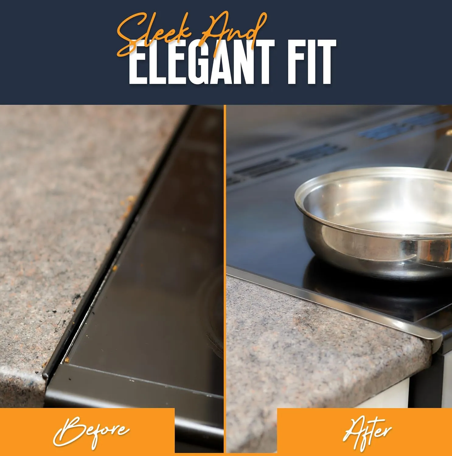 Linda’s Essentials Stove Gap Covers Stainless Steel (2 Pack), 316 Stainless Steel Stove Gap Covers Heat Resistant Oven Gap Filler Seals Spaces Between Stovetop and Counter (25.4 Inches, Silver(Steel))