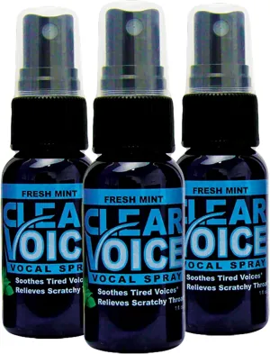 LIQUIDHEALTH Clear Voice Oral Throat Spray Singing Ease Clarity Soothing Dampener Moisturizer Relief Vocal Eze Reducer Booster Treatment, Fresh Mint Flavor (3pack)