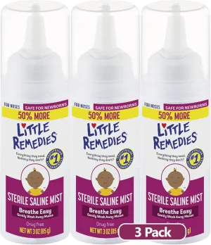 Little Remedies Sterile Saline Nasal Spray for Baby and Newborn, 3 Oz, 3 Pack