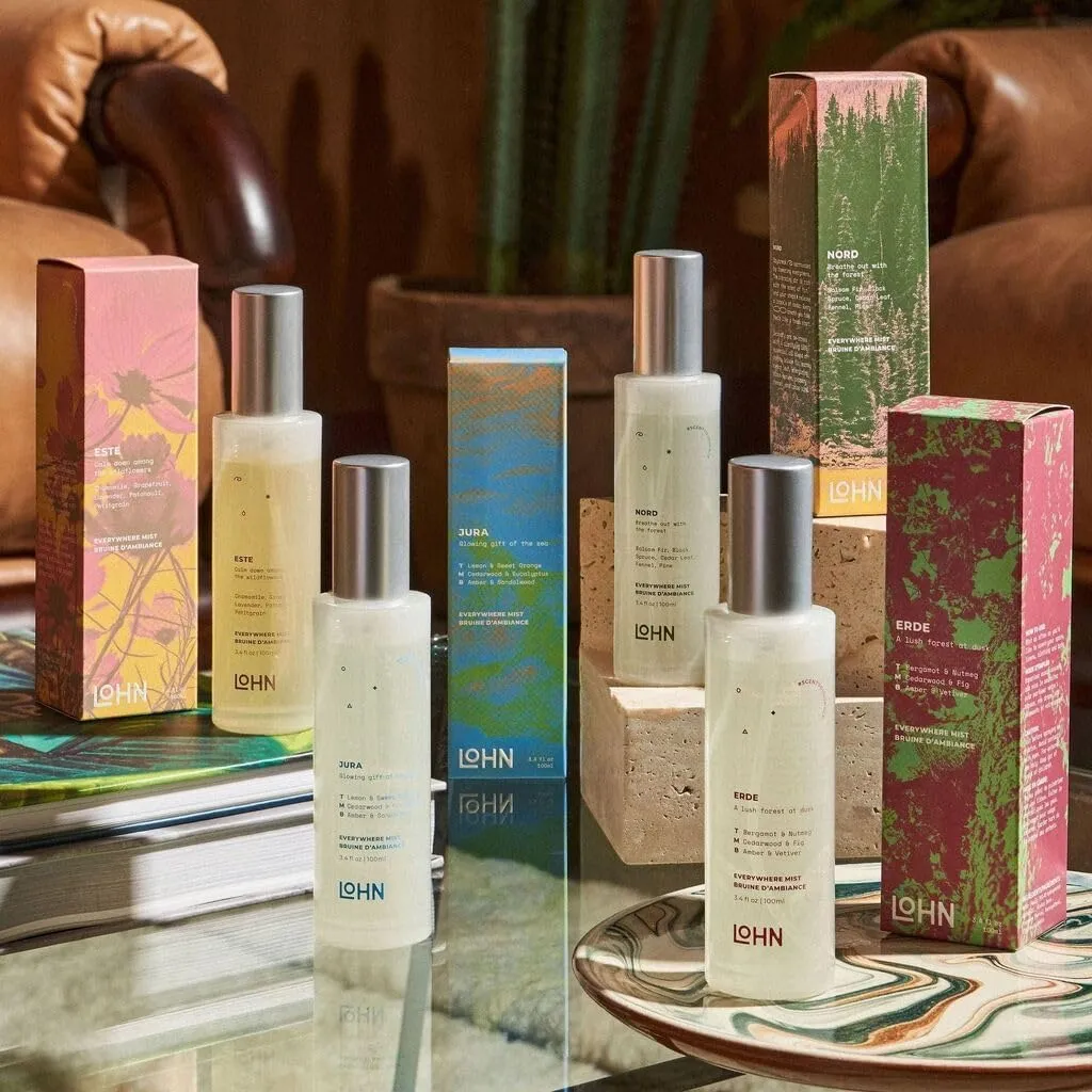 Lohn Erde Everywhere Mist - Luxury Room Spray & Air Freshener for Home, Clothing & Linens, Clean Ingredients, Long Lasting Fragrance, Cedar, Fig, Vetiver & Amber, 3.4 oz