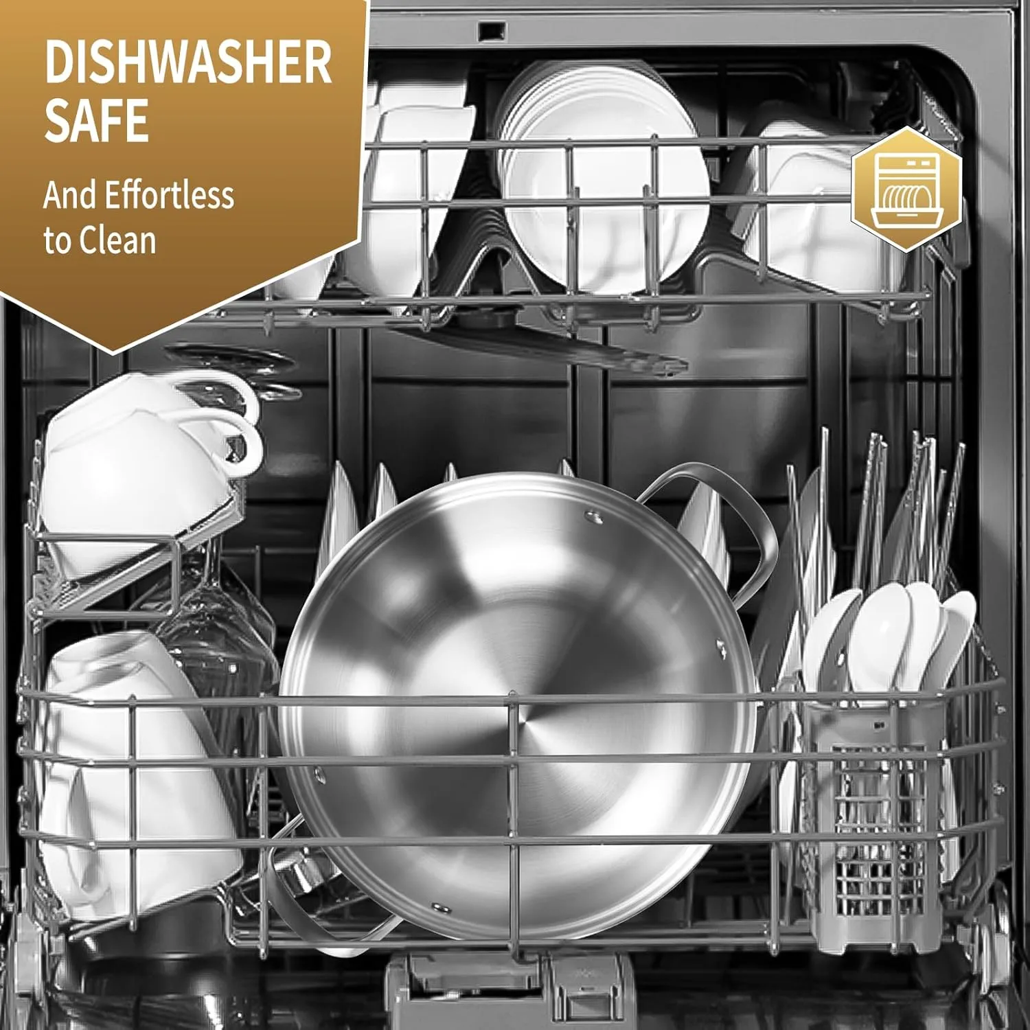 LOLYKITCH 14 Inch Tri-Ply Stainless Steel Sauté Pan with Lid,Everyday Pan,Kadhai,Large Skillet,Jumbo Cooker,Induction Deep Frying Pan,Dishwasher and Oven Safe.(13-3/4 Inch 7 Quarts)