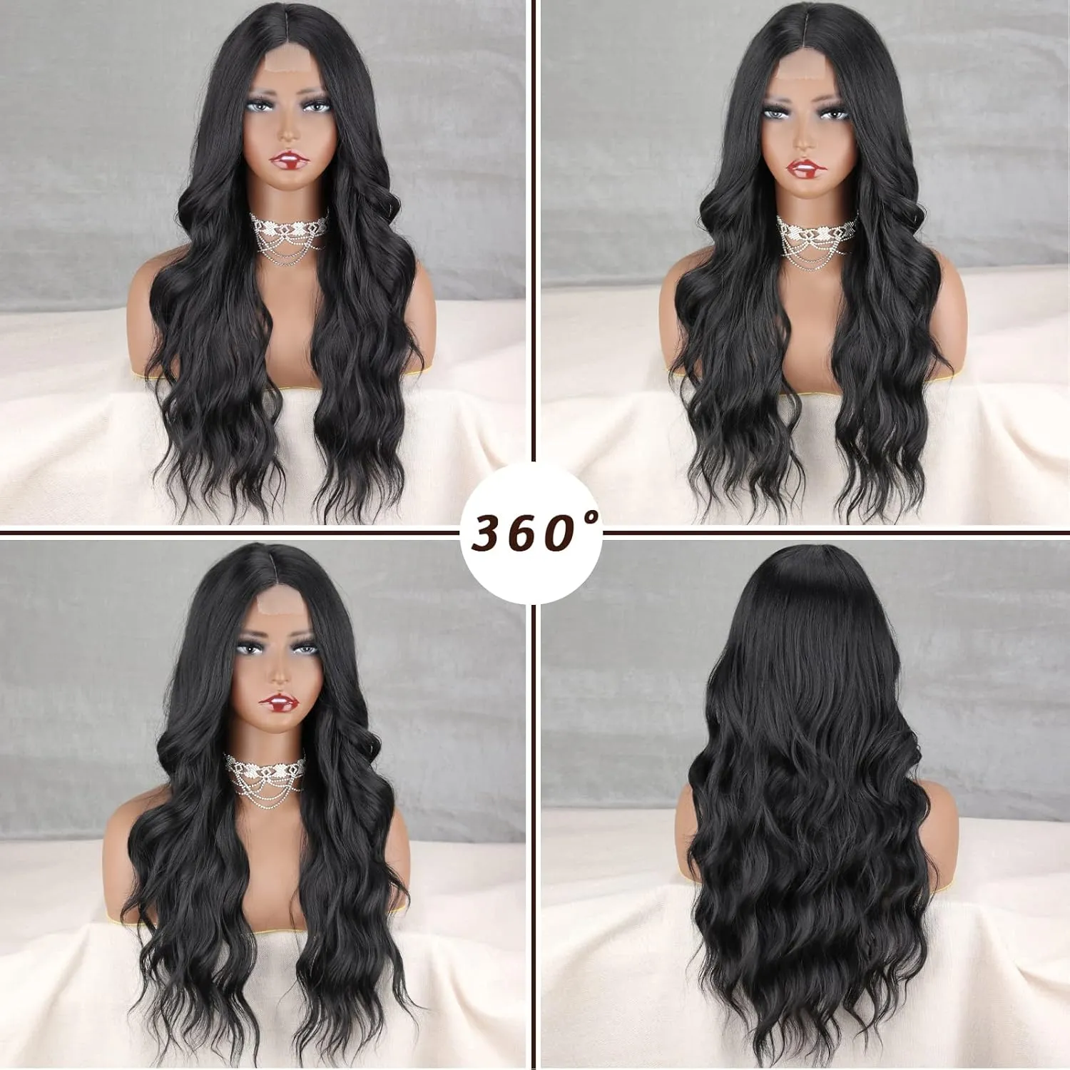 Long Black Wigs for Women 26 Inch Long Curly Wig Natural Looking Synthetic Heat Resistant Fiber Black Wavy Wig for Daily Party Use (Black)