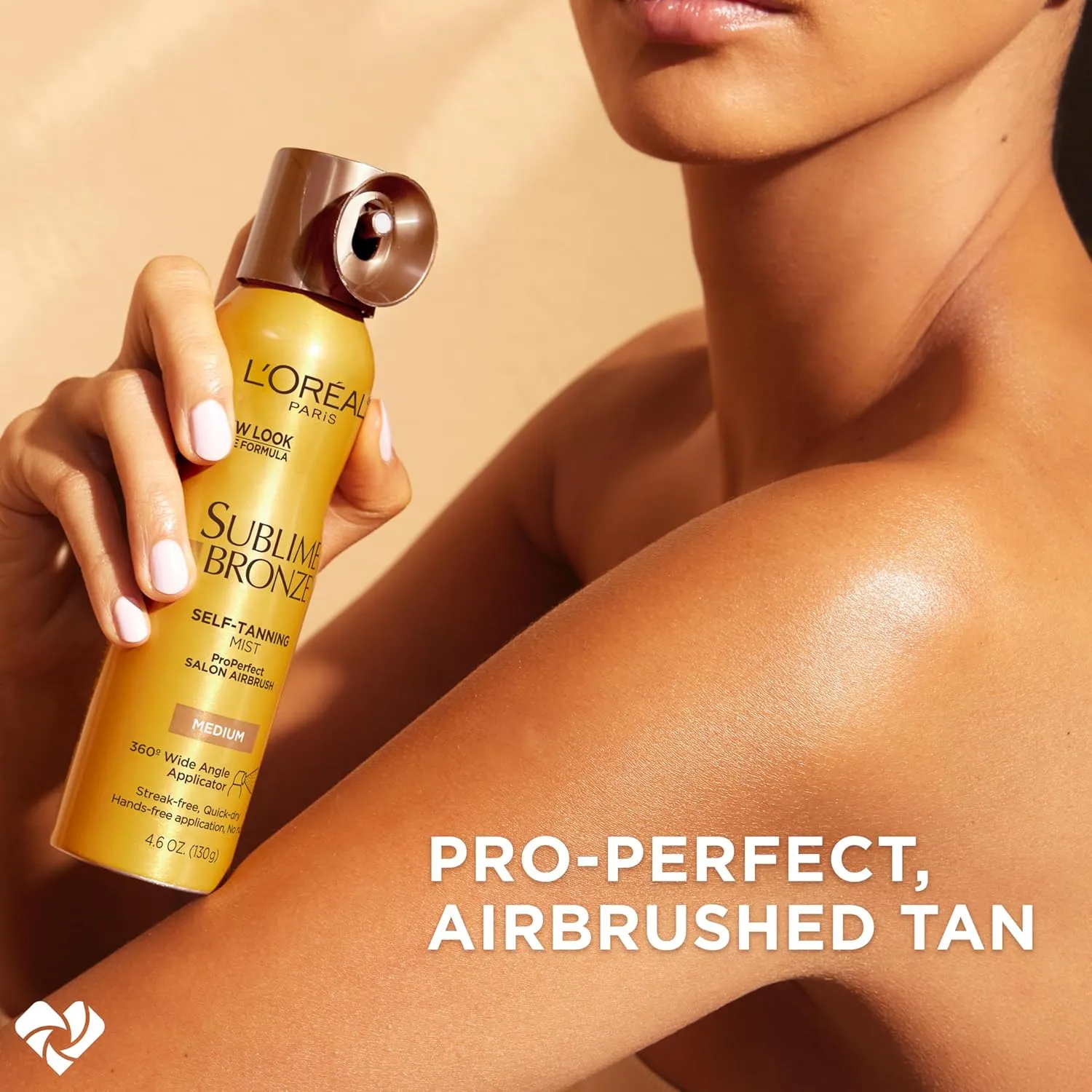 L'Oreal Paris Sublime Bronze Self Tanning Mist, Medium to Natural Spray Tan, 4.6 oz