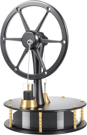 Low Temperature Stirling Engine Educational Toy with Precision Brass Aluminum Parts,Efficient and Quiet Heat-Driven Desktop Stirling Engine Model for Physics and Science Enthusiasts-HZZ92 Black