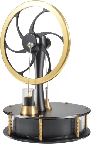 Low Temperature Stirling Engine Educational Toy with Precision Brass Aluminum Parts,Efficient and Quiet Heat-Driven Desktop Stirling Engine Model for Physics and Science Enthusiasts-HZZ92 Pro Black