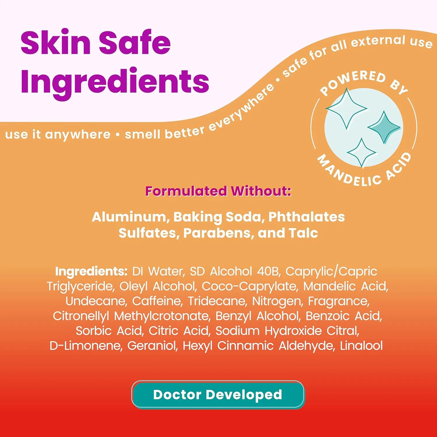 Lume Invisible Spray Deodorant For Women - Whole Body Deodorant Spray - 72 Hr Odor Control - Ozone Friendly, Natural Propellant - Aluminum & Baking Soda Free, Skin Loving - 2 pack (Clean Tangerine)