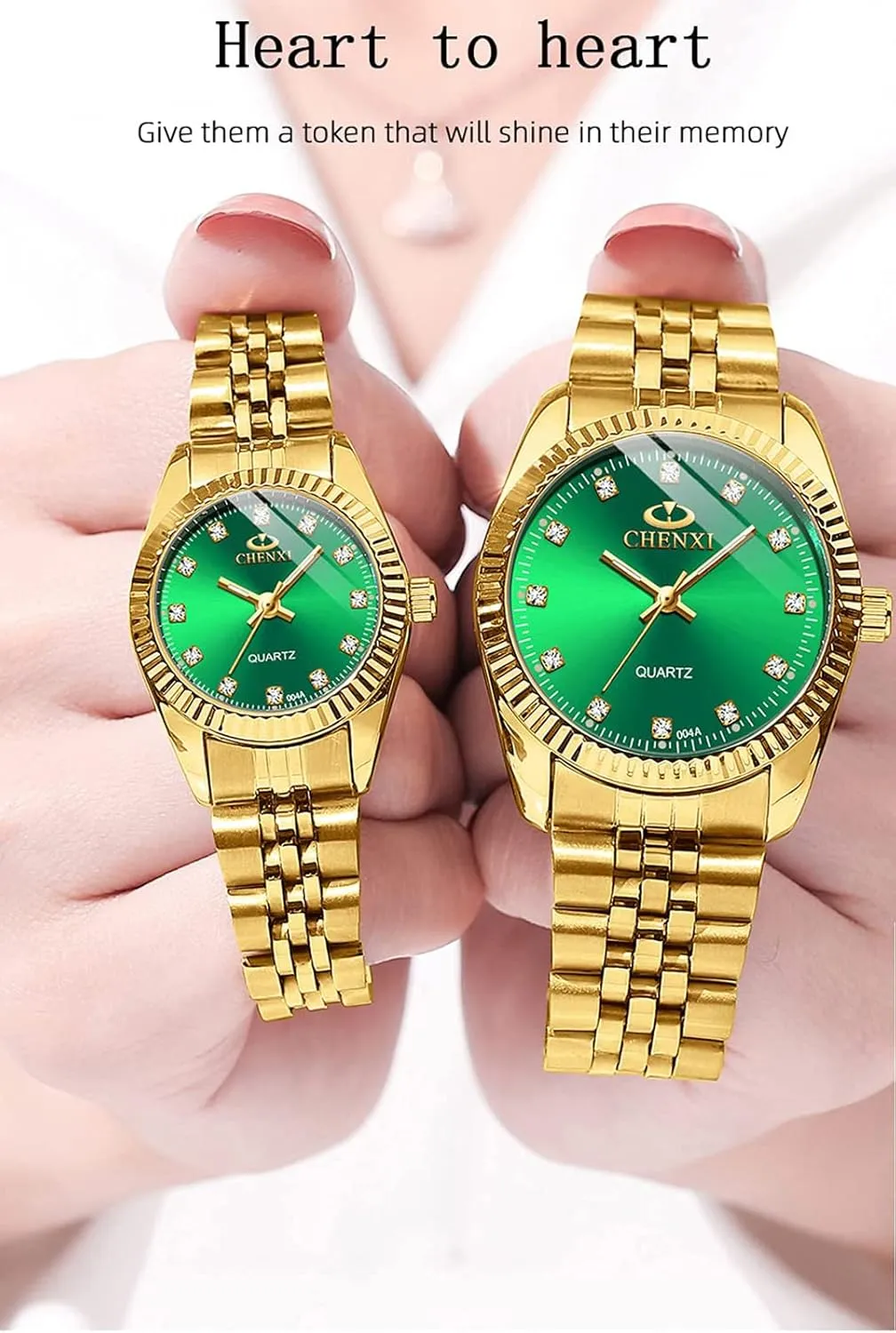 Luxury Business Rhinestone Lovers Quartz Women & Men Analog Stainless Steel Dress Couple Waterproof Watch