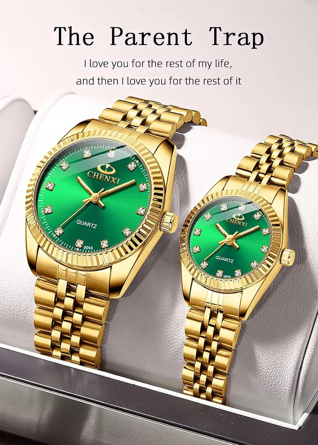 Luxury Business Rhinestone Lovers Quartz Women & Men Analog Stainless Steel Dress Couple Waterproof Watch