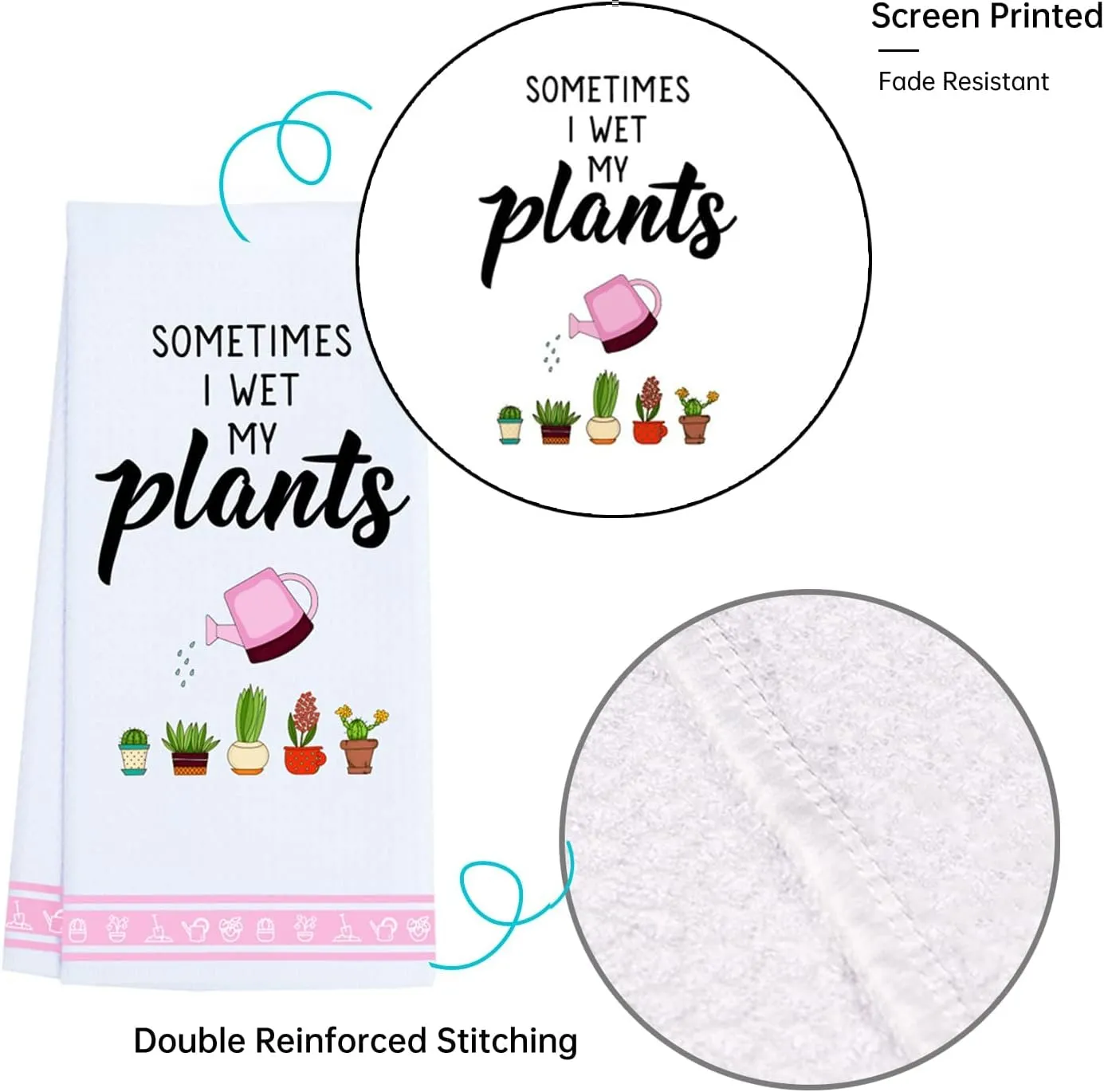 LXOMILL Funny Kitchen Towels, Plant Lover Gifts for Women Gardener, Plant Lady Mom Gifts, Housewarming, Friend Birthday Gift, Succulent Cactus Plant Gifts