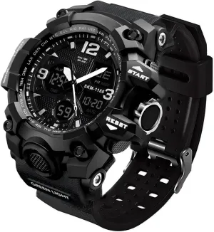 LYMFHCH Men's Analog Sports Watch, LED Military Digital Watch Electronic Stopwatch Large Dual Dial Time Outdoor Army Wrist Watch Tactical
