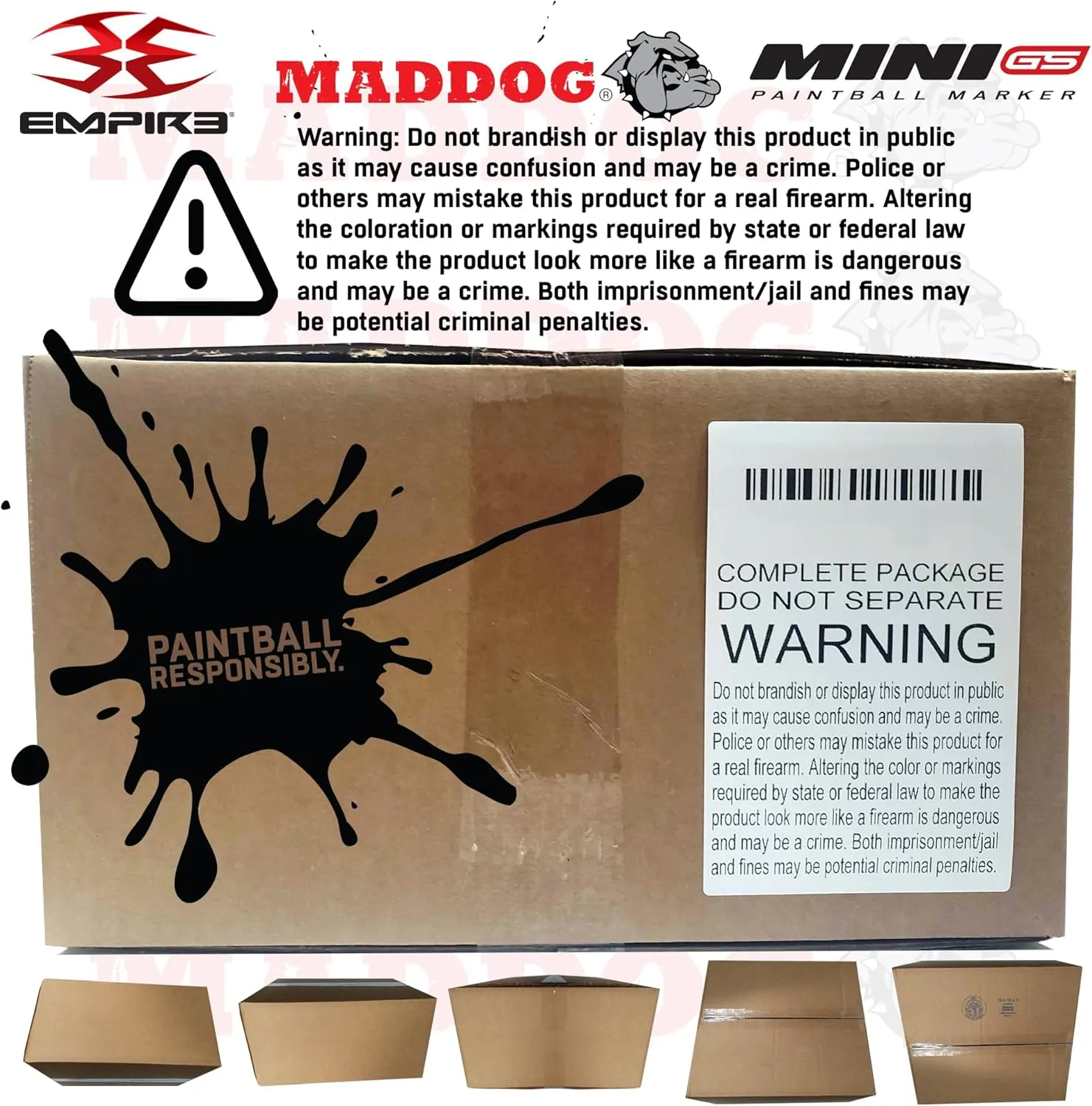 Maddog Empire Mini GS Electronic Full Auto Paintball Gun Marker w/ 48/3000 HPA Paintball Tank, Empire Halo Too Electronic Loader, 4-Pod Harness & (4) Pods Starter Package
